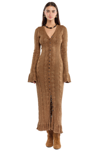 Gretta Ruffles Espresso Dress