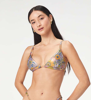 Dalia Metallic Flowers Bikini Top