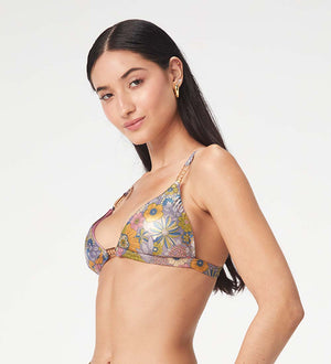 Dalia Metallic Flowers Bikini Top