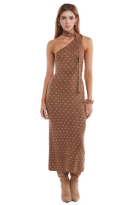 Natalie Polka Dots Brown Dress