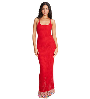 Ali Beads Knitted Red Dress