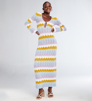 Ella Multicolor Pastel Knitted Maxi Dress