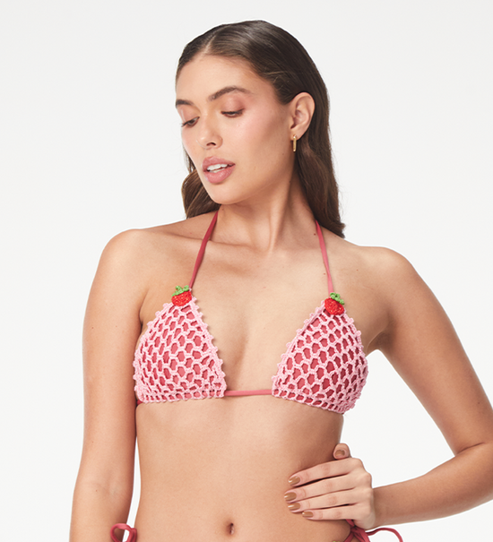 Missy Strawberry Mesh Bikini Top