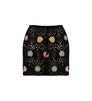 Vivi Black Flowers Skirt