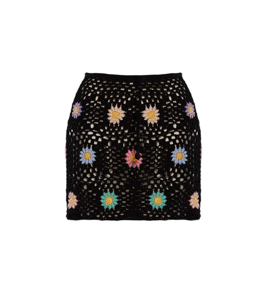 Vivi Black Flowers Skirt