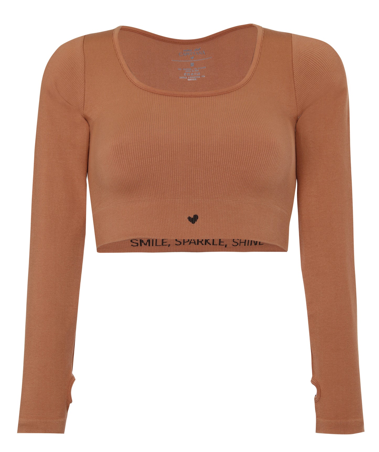 top long sleeve brown activewear